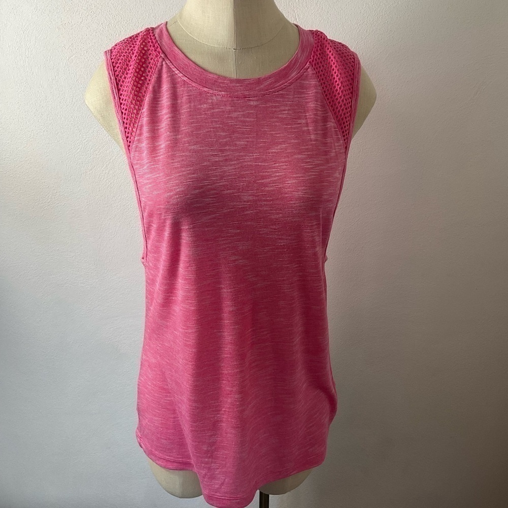 LORNA Jane Pink Mesh Shoulder Workout Tank Top Sz S